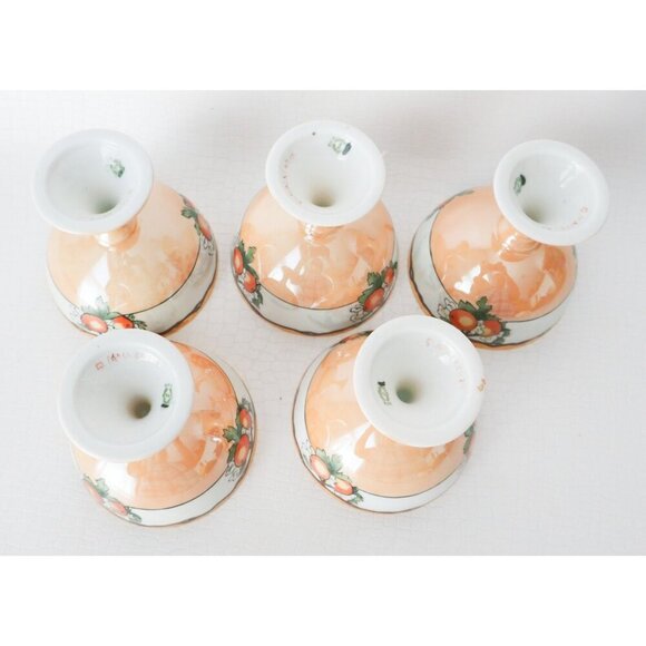 5 Porcelain Dessert Dish Footed Hand Painted Signed Sherbet - Picture 4 of 6